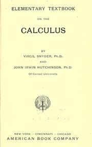 Cover of: Elementary textbook on the calculus
