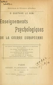 Cover of: Enseignements psychologiques de la guerre européenne