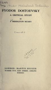 Cover of: Fyodor Dostoevsky