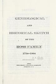 Cover image for Geneological [Sic] and Historical Sketch of the Ross Family, 1754-1904