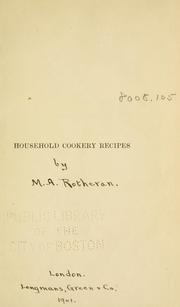 Cover of: Household cookery recipes