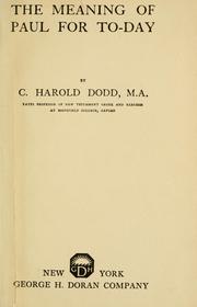 Cover of: The meaning of Paul for today