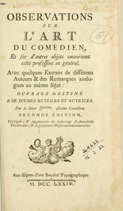 Cover image for Observations Sur L'art Du Comédien, Et Sur D'autres Objets Concernant Cette Profession en Général
