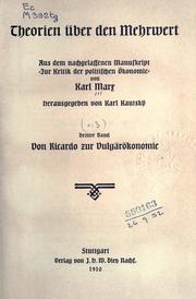 Cover of: Theorien über den Mehrwert