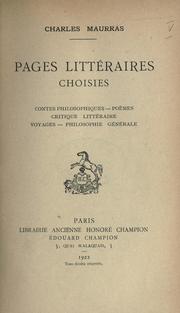 Cover of: Pages littéraires choisies