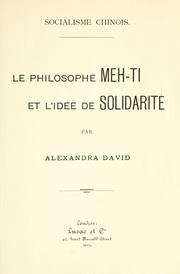 Cover of: Socialisme chinois: Le philosophe Meh-ti et l'idée de solidarit́́e.