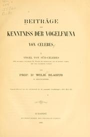 Cover of: Beiträge zur Kenntniss der Vogelfauna von Celebes