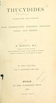 Cover of: The history of the Peleponnesian war