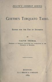 Cover of: Torquato Tasso: ein Schauspiel