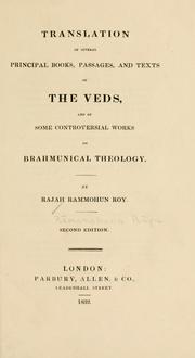 Cover of: Translation of several principal books, passages, and texts of the Veds, and of some controversial works on Brahmunical theology