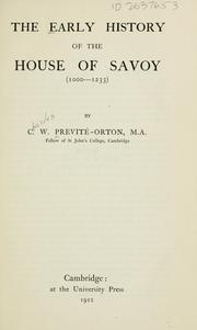 Cover of: The early history of the house of Savoy (1000-1233)