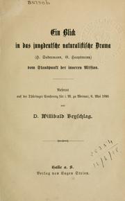 Cover of: Ein Blick in das jungdeutsche naturalistische Drama (H. Sudermann, G. Hauptmann) vom Standpunkt der inneren Mission