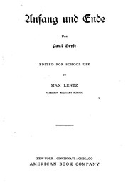 Cover of: Anfang und Ende