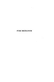 Cover of: A textbook of pure mechanism