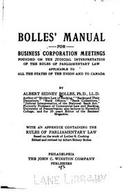 Cover image for Bolles' Manual for Business Corporation Meetings