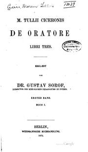 Cover of: De oratore
