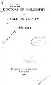 Cover image for Doctors of Philosophy of Yale University