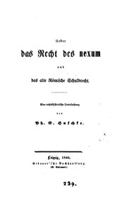 Cover image for Ueber Das Recht Des Nexum Und Das Alte Römische Schuldrecht