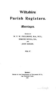 Cover of: Wiltshire parish registers