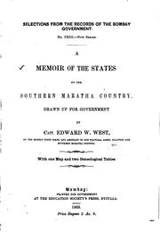 Cover of: A Memoir of the States of the Southern Maratha Country