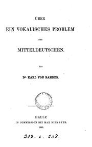 Cover of: Über ein vokalisches Problem des Mitteldeutschen