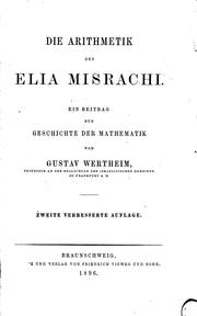Cover of: Die Arithmetik des Elia Misrachi: Ein Beitrag zur Geschichte der Mathematik