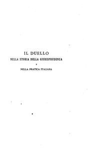 Cover of: Il duello nella storia della giurisprudenza e nella pratica italiana