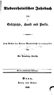 Cover of: Niederrheinisches Jahrbuch für Geschichte, Kunst und Poesie