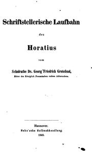 Cover of: Schriftstellerische Laufbahn des Horatius