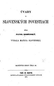 Cover of: Úvahy o slovenských povestiach