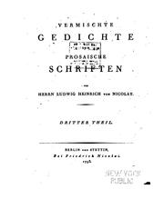 Cover of: Vermischte Gedichte und prosaische Schriften