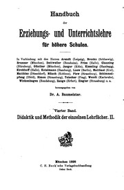 Cover of: Handbuch der erziehungs- und unterrichtslehre für höhere schulen