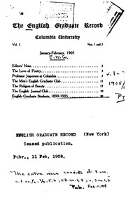 Cover of: The English Graduate Record