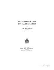 Cover of: An introduction to mathematics