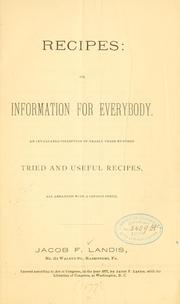 Cover of: Recipes