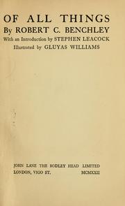 Cover of: Of all things