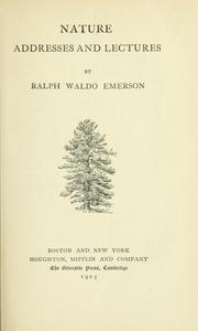 Cover of: Nature, addresses, and lectures