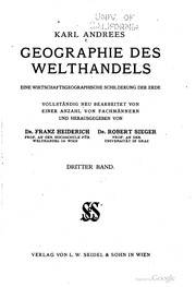 Cover of: Karl Andrees Geographie des Welthandels
