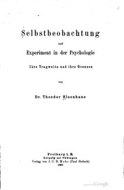 Cover of: Selbstbeobachtung und Experiment in der Psychologie