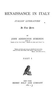 Cover of: Renaissance in Italy