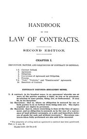 Cover image for Handbook of the Law of Contracts