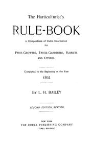 Cover of: The horticulturist's rule-book