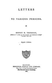 Cover of: Letters to various persons