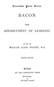 Cover of: The advancement of learning