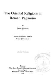 Cover of: The oriental religions in Roman paganism: With an introductory essay by Grant Showerman.