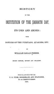 Cover image for History of the Institution of the Sabbath Day