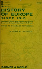 Cover of: History of Europe since 1815