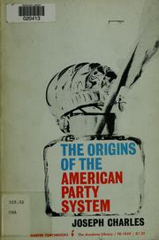 Cover of: Origins of the American Party System