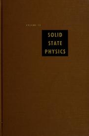 Cover of: Solid state physics: advances in research and applications.