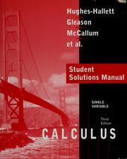 Cover of: Student solutions manual to accompany Calculus: single variable, third edition